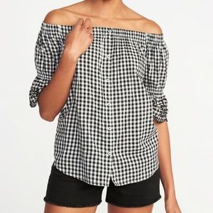 OFF THE SHOULDER TOP (GINGHAM PRINT)